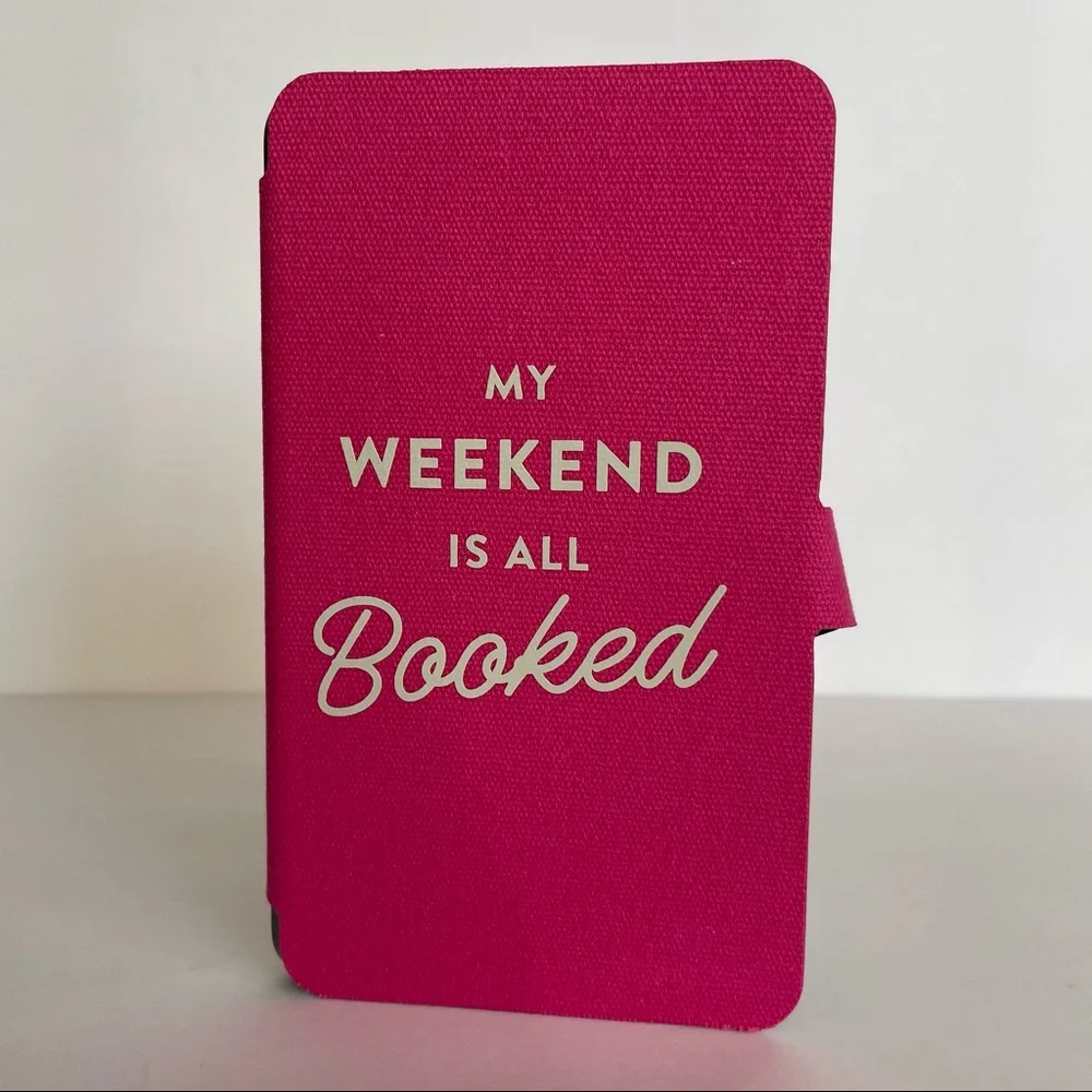 Nook Tablet 7” Pink Book Cover with Tab NWT My Weekend is All Booked